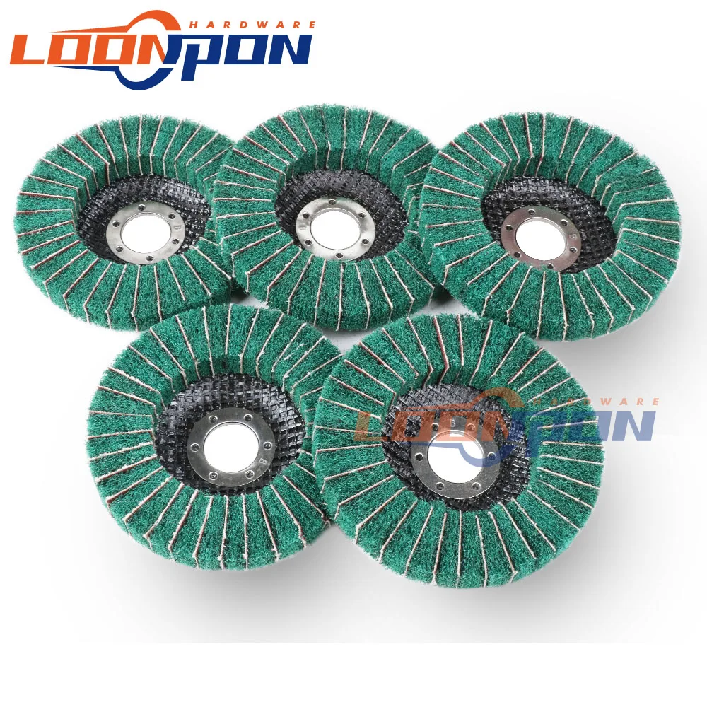 

115mm/4.5Inch Nylon Fiber Flap Polishing Wheel Grinding Disc Non-woven Scouring Pad Polishing Wheel for Angle Grinder 1-10Pcs