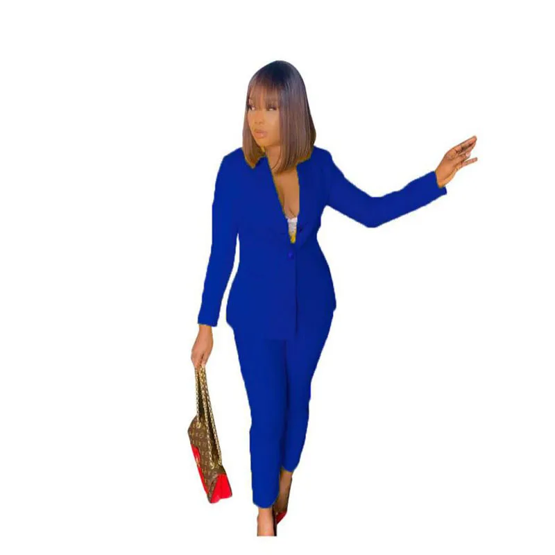 

2021 newest hot Women's dress European and American fashion elegant OL style small suit solid color two-piece women suit