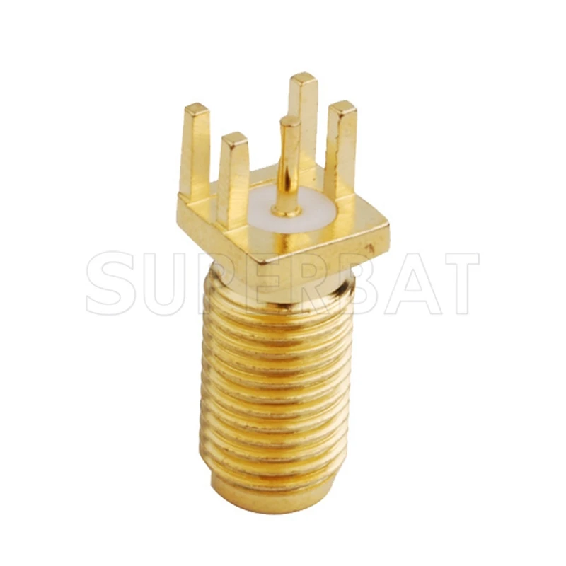 Superbat 10pcs RP-SMA End Launch Female PCB Mount Long Version RF Coaxial Connector