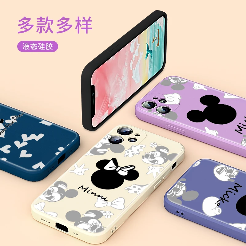 

Black White Mickey Disney For Apple IPhone 13 12 Mini 11 Pro XS MAX XR X 8 7 6S SE Plus Liquid Silicone Soft Cover Phone Case