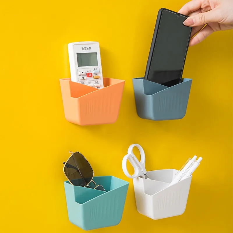 

Wall Mounted Storage Box Remote Control Storage Organizer Case For Air Conditioner Tv Mobile Phone Plug Holder