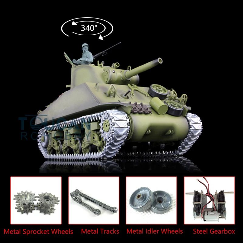 

US Stock 1/16 2.4G Heng Long TK7.0 Upgraded Metal Tracks RTR M4A3 3898 Sherman RC Tank Model Toys Gifts TH17671-SMT5