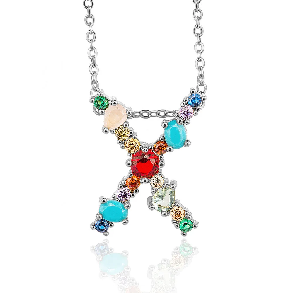 Модное Золотое микро Радужное CZ Очаровательное ожерелье кубический цирконий A-Z