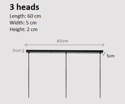 3 heads L 60 CM LuKLoy подвесной светильник Потолочная пластина подвесной потолочный светильник навес Подвесная лампа потолочная Роза - Цвет: 3 heads L 60 CM
