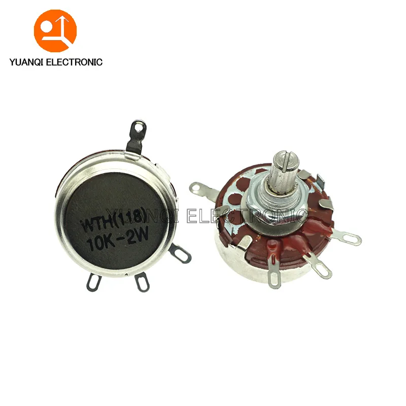 

5PCS WTH118 2W 1A Potentiometer 4.7K ohm WTH118-2W 4K7 Round Shaft Carbon Rotary Taper Potentiometer