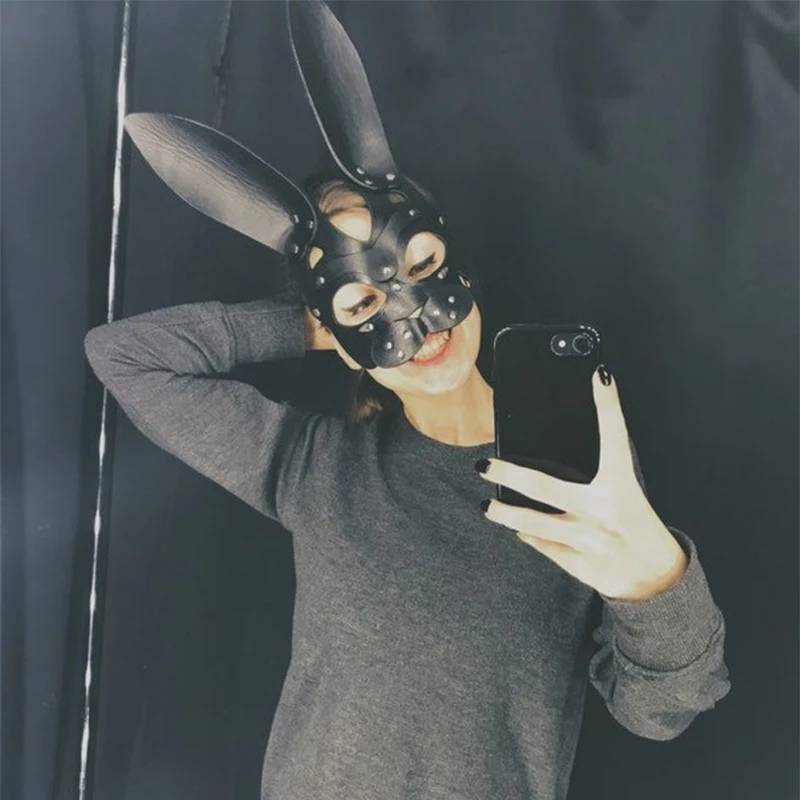 GAMPORL фетиш бдсм черный кролик маска для лица женщин Хэллоуин Карнавал вечерние