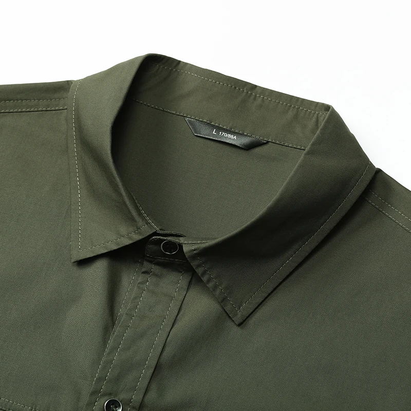 High quality Men's Slim Fit Dress Shirts Masculina Business Male Long Sleeves Army Casual Turn Down Neck Shirt Homme 4XL