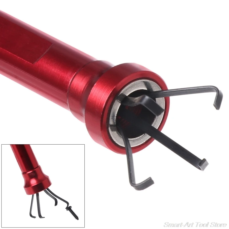 

62cm Flexible Pick Up Tool Magnet 4 Claw LED Light Spring Grip Home Toilet Gadget M02 21 Dropshipping