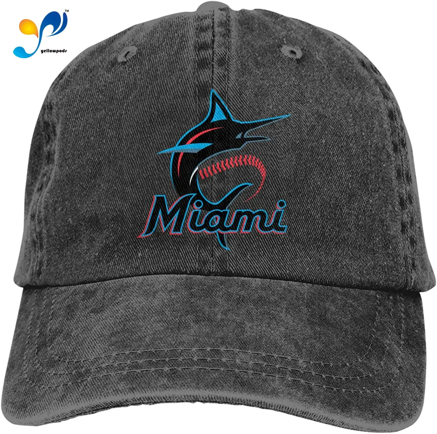 

Miami Baseball Marlin Sandwich Cap Denim Hats Baseball Cap Adult Cowboy Hat