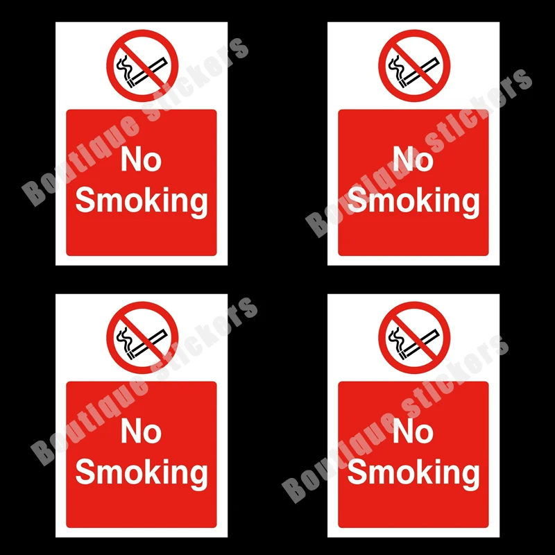 

4 piece set of no smoking stickers warning stickers covering scratches waterproof laser hot sale quality pvc vinyl stickers