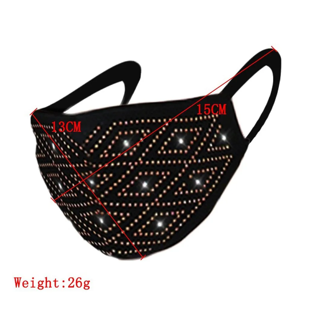 

American Flag Mask For Face Adult Women Unisex Black Usa Pattern Rhinestone Bling Drill Face Masks Masque Decoration