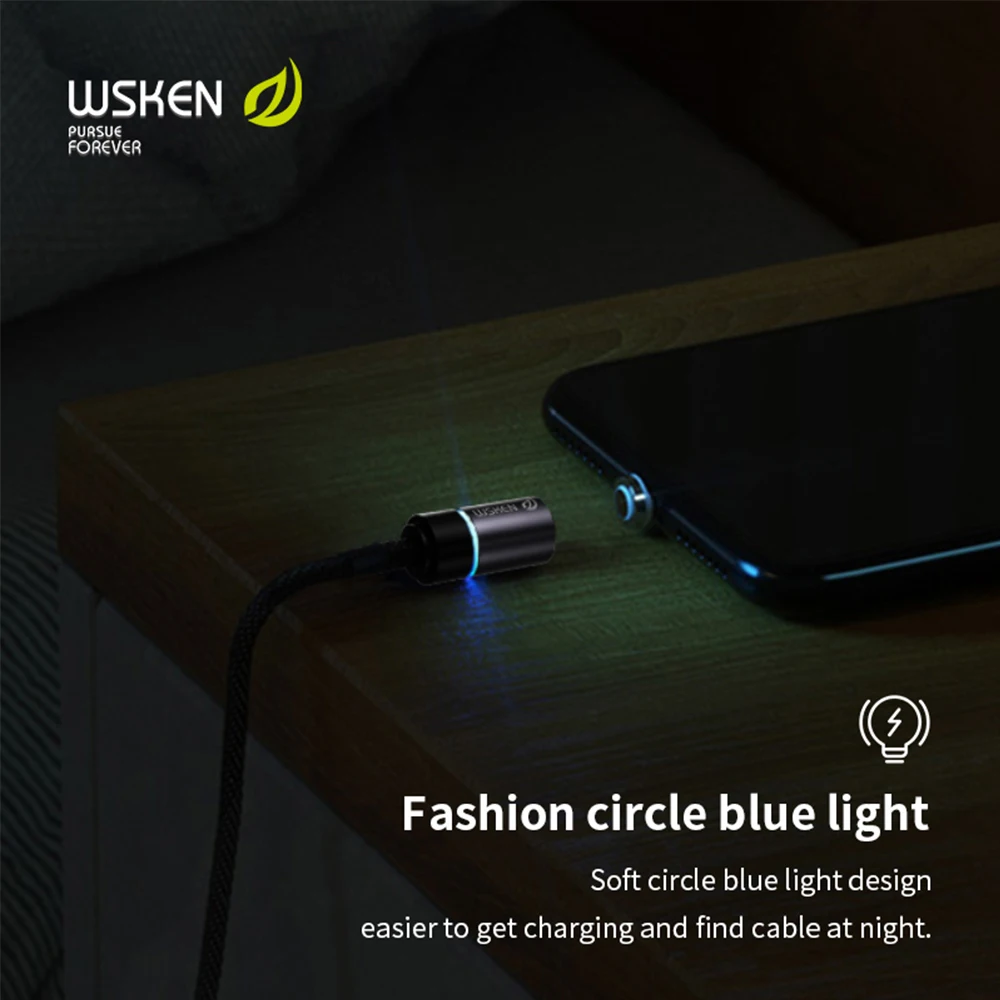 Магнитный usb кабель Wsken для зарядки USB C Type iphone зарядный Micro Samsung мобильный телефон
