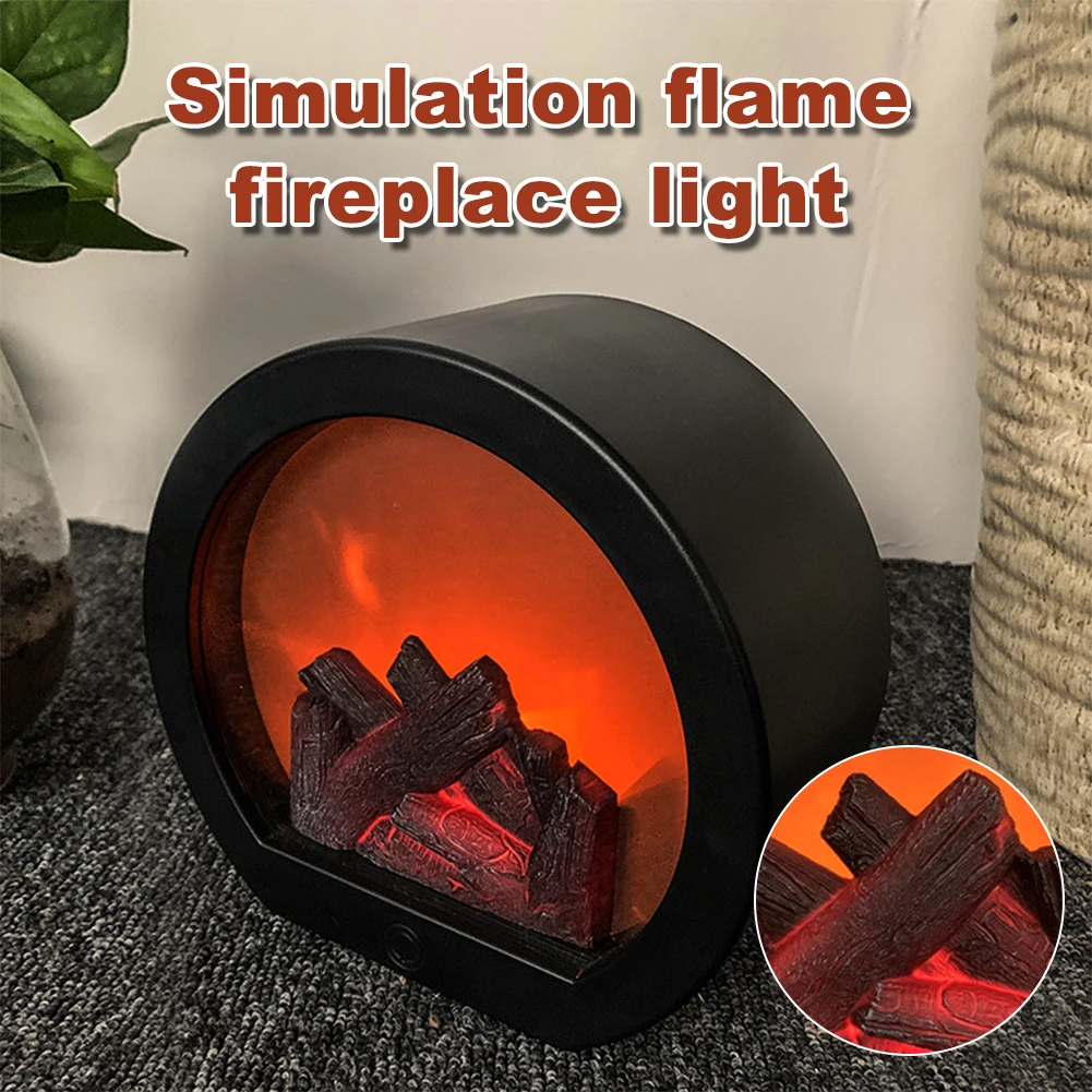 

LED Flame Lantern Lamps Simulated Fireplace Flame Effect Light AA Battery Night Light Bar Courtyard Living Room Home Decor