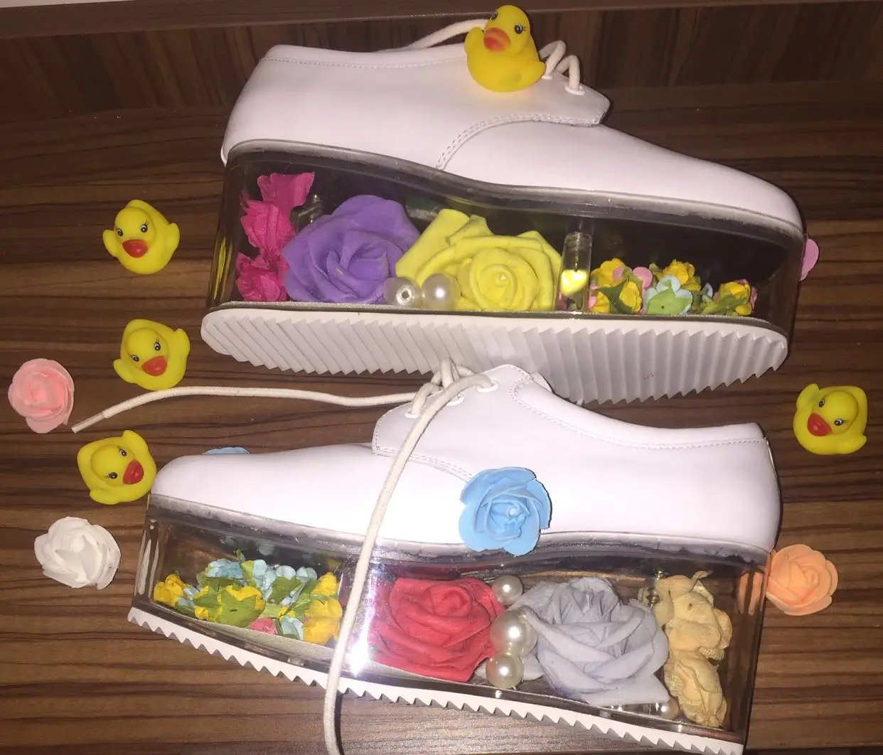 Женские прозрачные туфли на платформе со шнуровкой высокой танкетке с