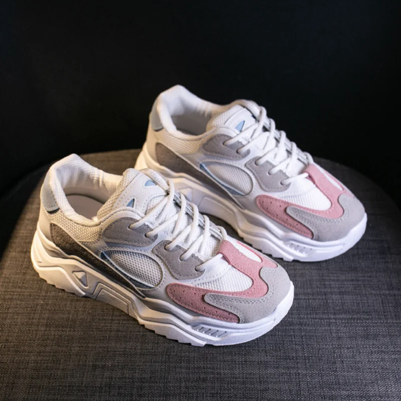 

Spring Sneakers Women Thick Bottom Daddy Shoe Thick Bottom Round Toe Breathing Leisure Female Vulcanize Shoes