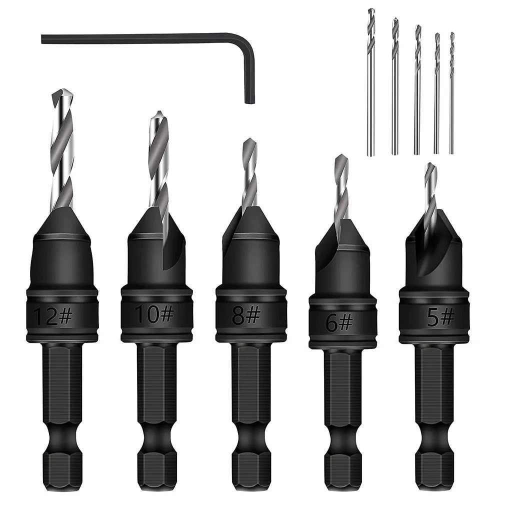 

NEW 5pcs Twist Drill Portable Countersunk Twist Drill Set Smooth Chip Removal Screw Cap Opener Sharp Tooth Edge