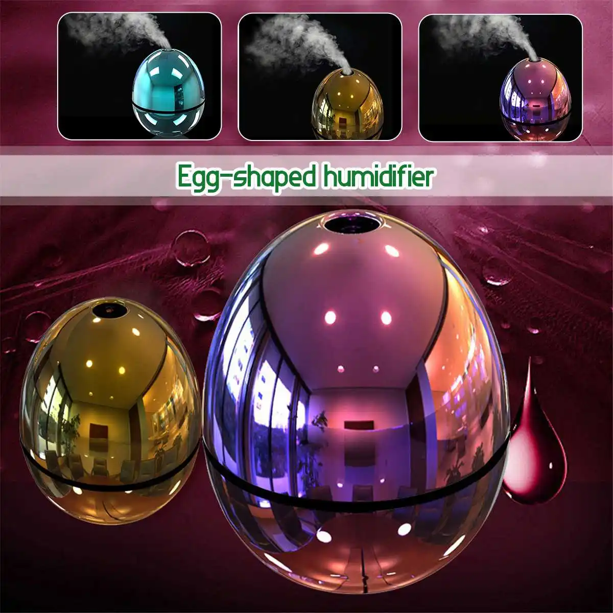 New Air Humidifier USB Electric Portable Egg Shape Humidifier Mini Mist LED Atomizer Air Purifier Diffuser for Home Car Fogger