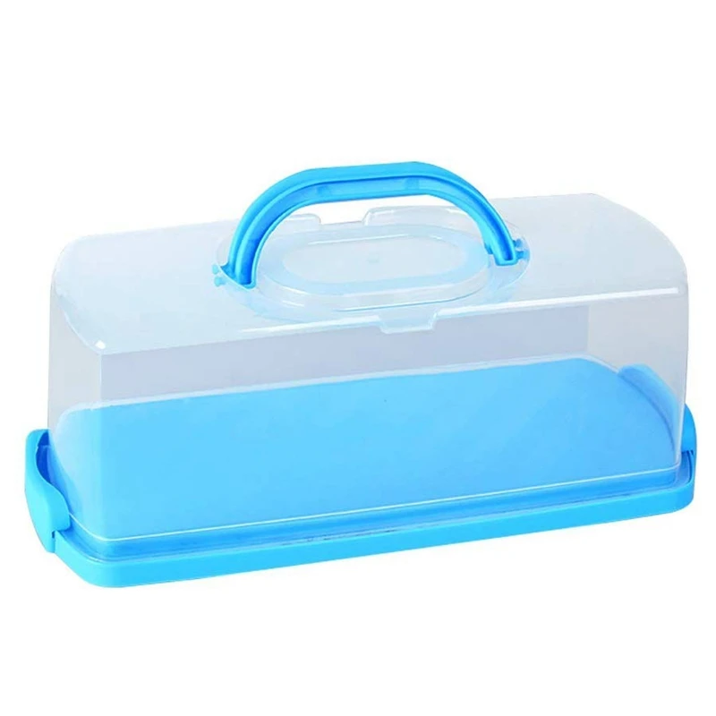 

Portable Bread Box with Handle Loaf Cake Container Plastic Rectangular Food Storage Keeper Carrier 13Inch Translucent Dome for P