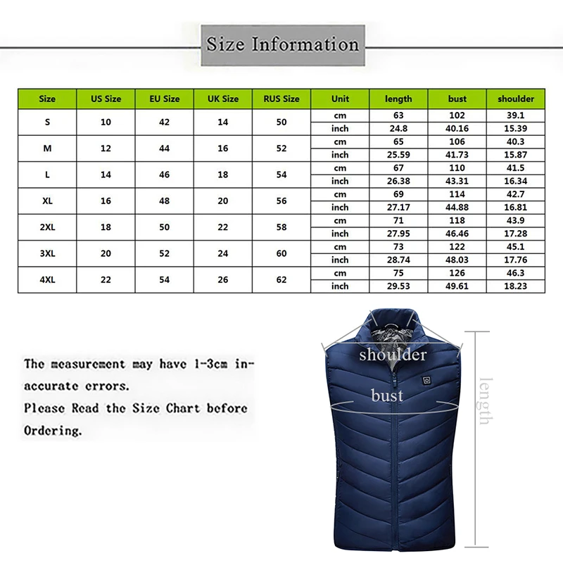 

Men Outdoor USB Infrared Heating Vest Jacket Winter Flexible Electric Battery Heat Thermal Clothing Waistcoat For Sports Hiking