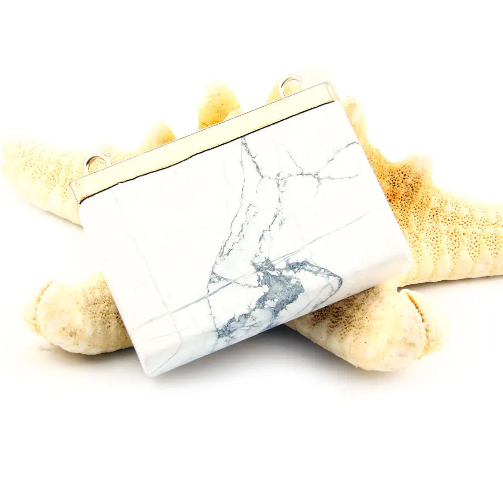 Подвеска из натурального полудрагоценного камня прямоугольное двойное кольцо