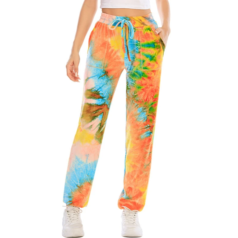 

Women Tie-Dye Print Loose Bloomers Pant High Waist Fashion Casual Sport Pants with Pocket