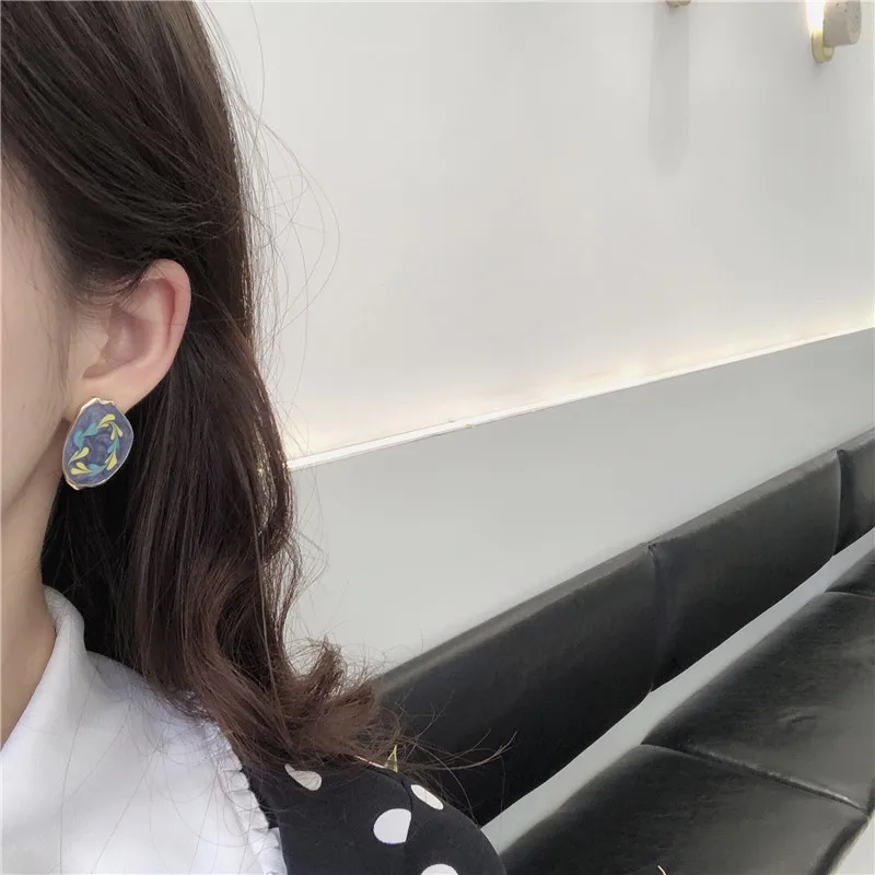 Серьги с эмалью и цветами картины маслом сердце абстрактные неправильное