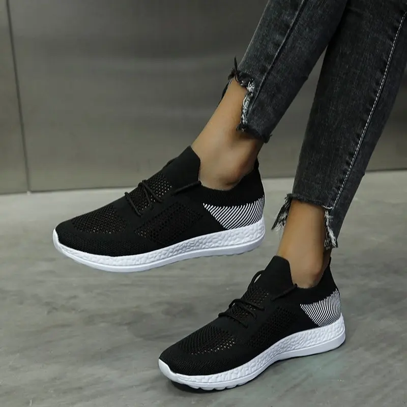 

Sock Shoes Women Sneakers Net Upper 2020 Spring Ladies Breathable Hollow Out Versatile Lace-up Sports Shoes Casual Running Shoes