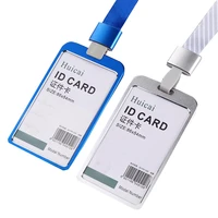 men women id bank credit card holder wallet cute students bus card case metal identity badge lanyard protector cards cover