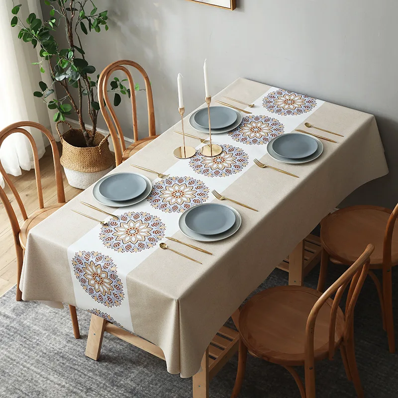 

Plastic PVC rectangular luxury printed tablecloth Waterproof Oilproof Home kitchen dining large Table colth Cover Mat Oilcloth