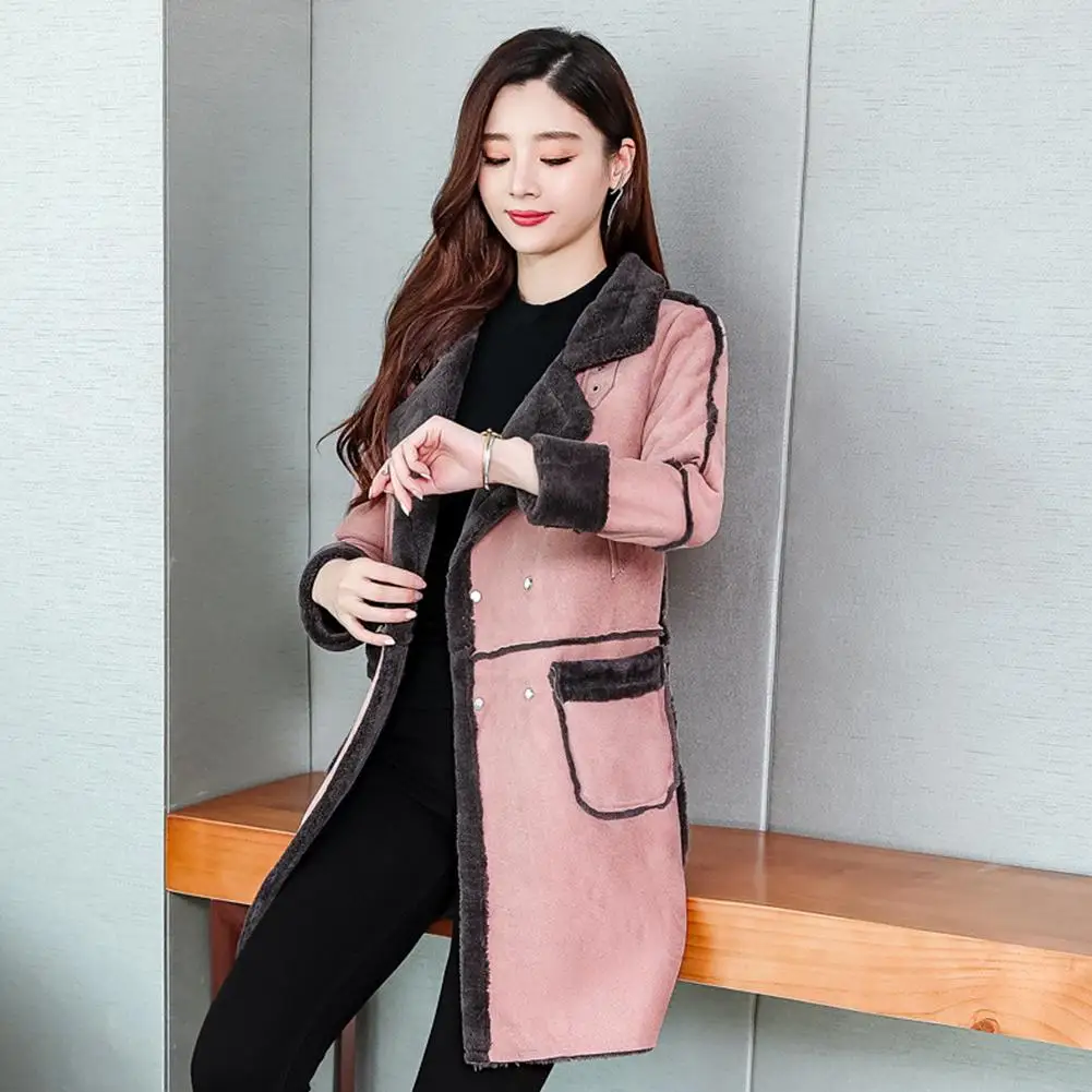 2019 New Women Fashion Loose Medium Long Suede Fabric Padded Coat | Женская одежда