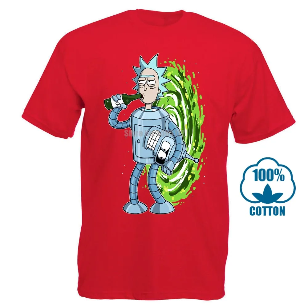 Красный Рик и Морти Futurama комбо Рик Санчез Бендер новая хлопковая футболка S 5Xl хлопок для мужчин и женщин футболки на заказ - Цвет: Красный