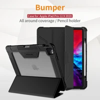 for apple ipad pro 12 9 2020 bumper leather case super clear protective film smart wake sleep tablet flip case nillkin