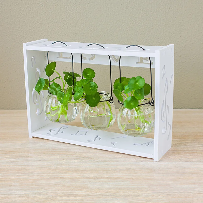 Desktop Glass Planter Bulb Vase with Retro Solid Wooden Stand and Metal Holder for Hydroponics Plants Home Garden Wedding Decor | Дом и сад
