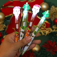 2pcs light up christmas ballpoint pen 0 5mm blue ink santa claus led lights writing pen kids gift party supply