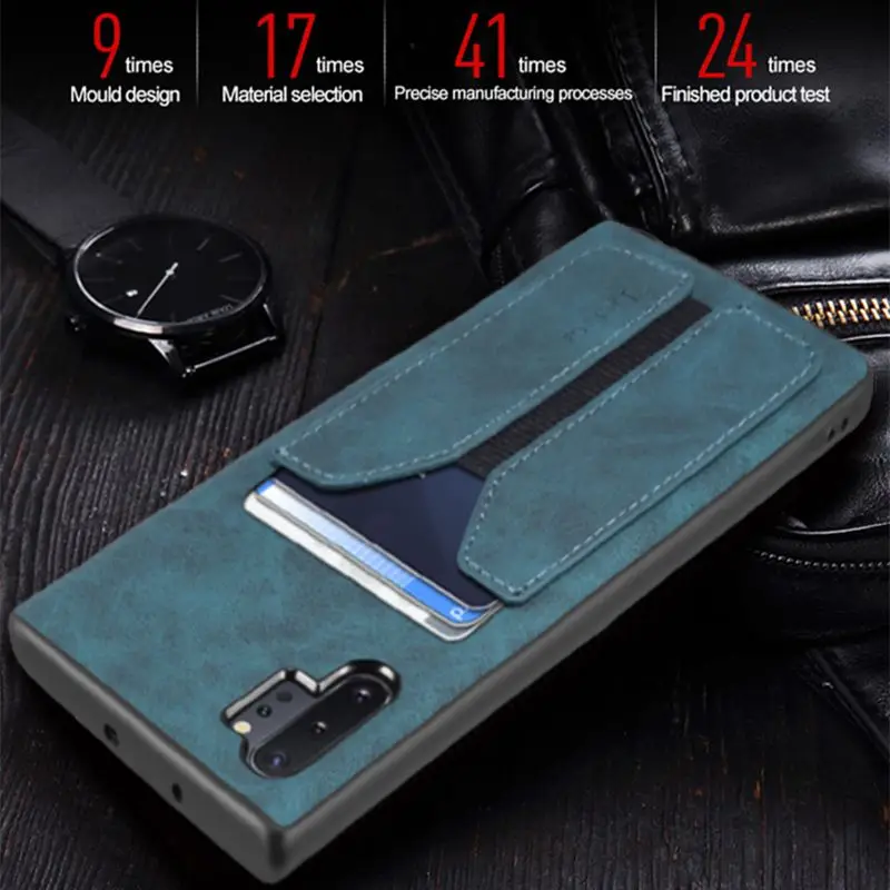 Leather Case For Samsung Note 9 10 20 Plus For Samsung S10 S20 S21 Plus Ultra Elastic Card Slot Case Cover
