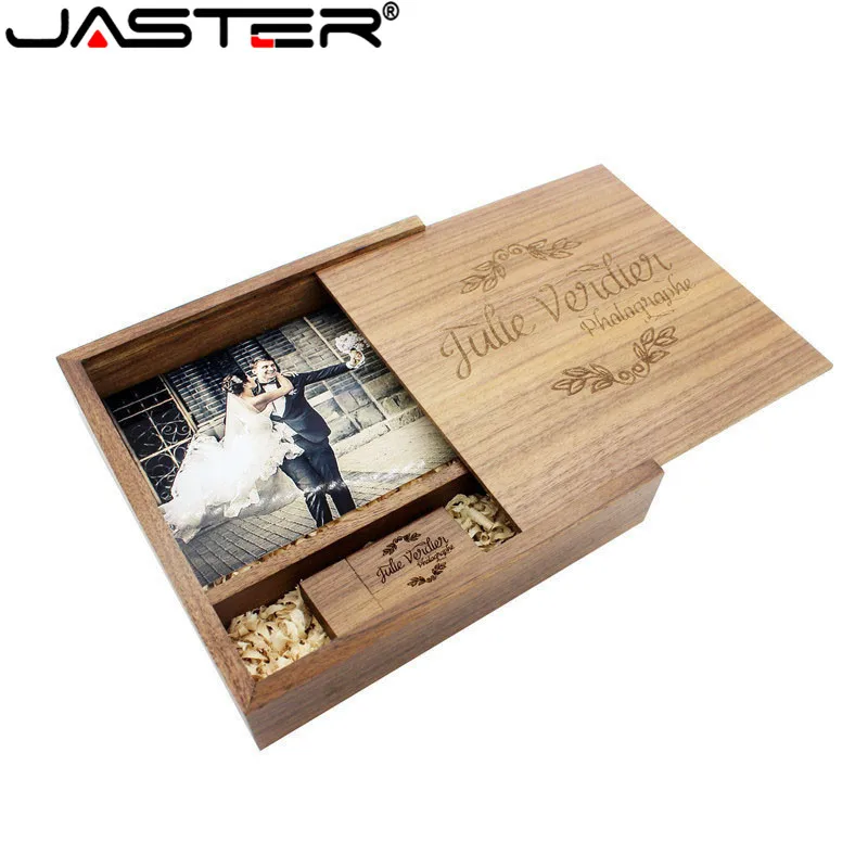 

JASTER Maple Walnut Wooden Photo Album USB Flash Drive Pendrive 128GB 16GB 32GB 64GB Photography gift Video box Customer LOGO