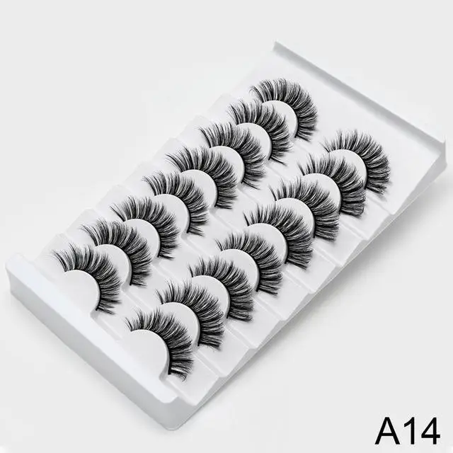 8/20 пар, натуральные 3D накладные ресницы, 15-20 мм, накладные ресницы, набор для макияжа, накладные ресницы из искусственной норки, 25 мм, шелковые ресницы «maquiagem» - Цвет: A14