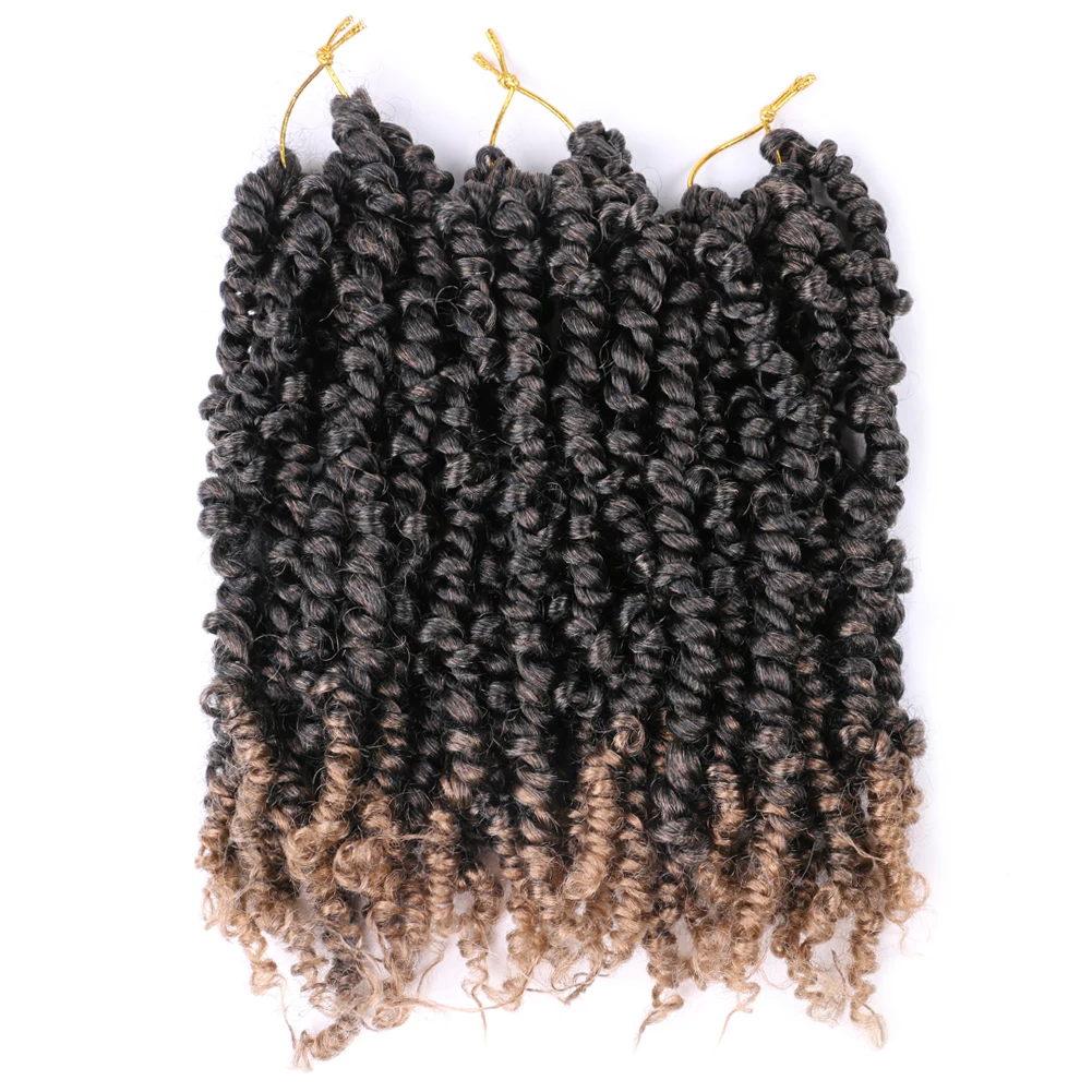 

Belle Show Synthetic Pre-twisted Passion Twist Hair 10inch 12 Strands curly Bomb Spring Twist Crochet Hair Extensions Afro Curls