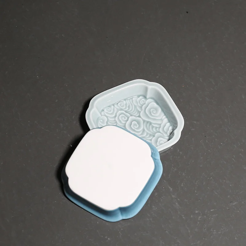 Xiangyun-taza de t&eacute; exquisita en relieve, juego de t&eacute; de cer&aacute;mica, almohadilla de aislamiento t&eacute;rmico, accesorios de Ceremonia de t&eacute; de Kung Fu de Color puro, regalo-2