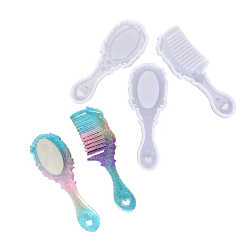 

1pcs New Practical Combs Mirrors Silicone Molds Fashion Transparent Resin Combs Mirrors Craft Molds For DIY Jewelry Making