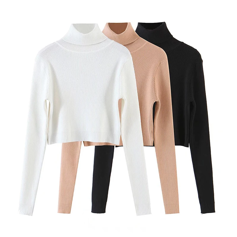 

YENKYE Newest Women Sexy Slim Turtleneck Bottoming Sweater Mujer Long Sleeve Autumn Winter Crop Pullovers Tops