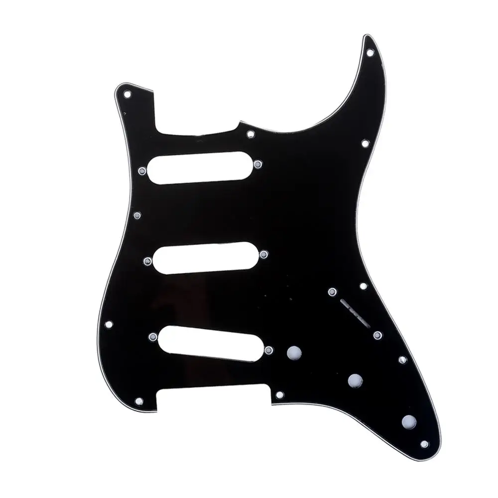 

Musiclily Pro 11-Hole 62 Vintage Style SSS Strat Guitar Pickguard for American Stratocaster 62, 3Ply Black