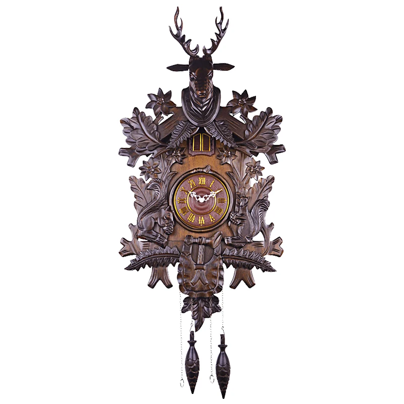 Часы настенные из массива дерева винтажные с большим механизмом и уникальным