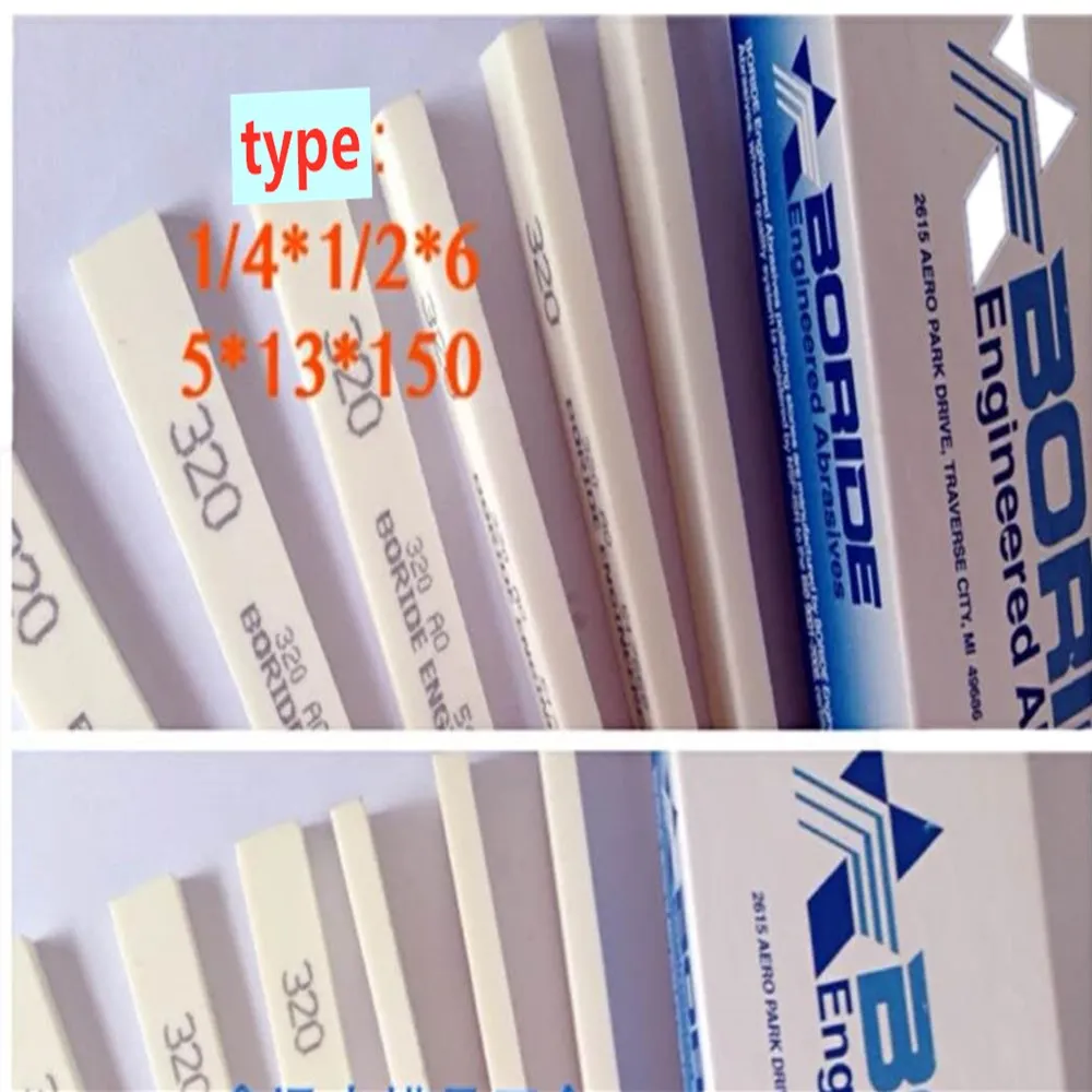 12Pcs U.S.A BORIDE Oil Stone Strip  AO White 5x13x150mm 3*13*150mm Each One Box