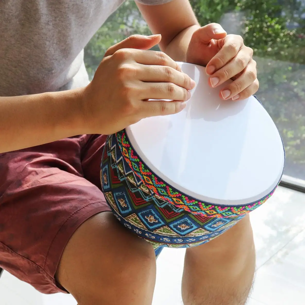 8 дюймов Африканский Djembe барабан красочные ткани искусства ABS баррель ПВХ кожи детей ручные барабаны