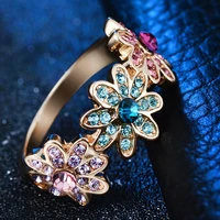 milangirl 2021 new arrival flower floral shaped crystal rhinestone zircon ring for women wedding engagement luxury jewelry