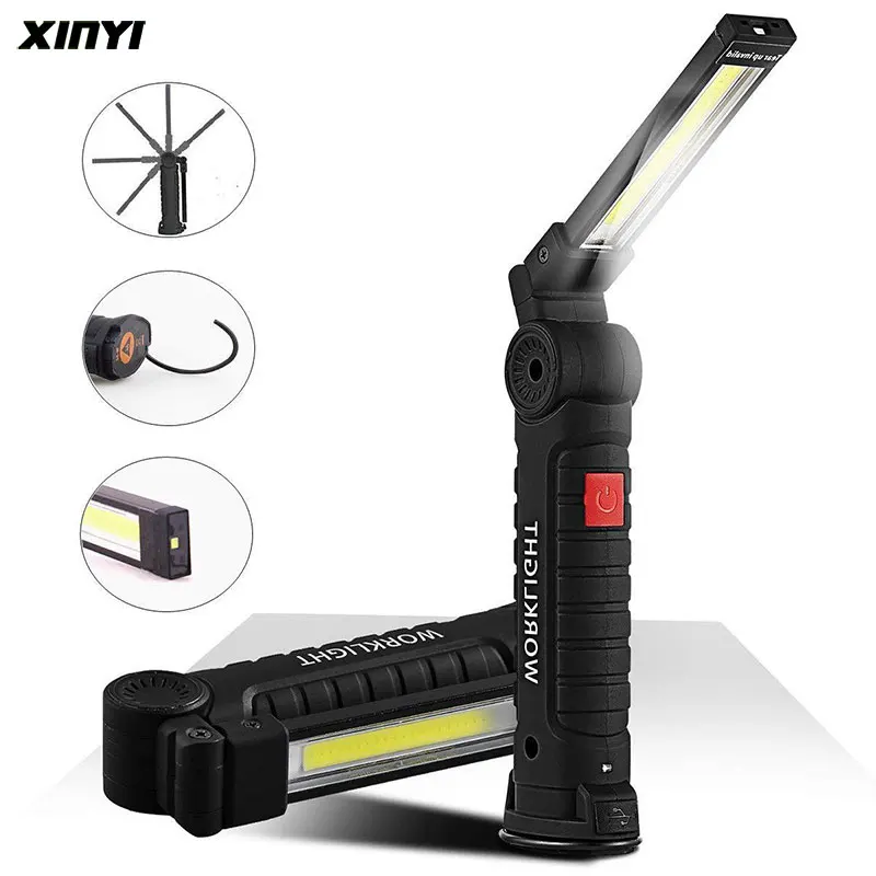 

USB Rechargeable Portable 5Mode COB Flashlight Torch LED Work Light Magnetic COB Lanterna Hanging Tent Lamp Built-in Battery
