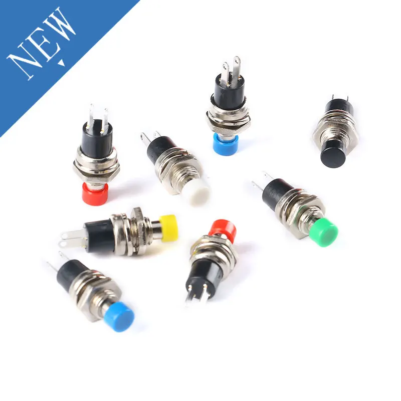 

6color*1pc 7MM PBS-110 On/Off Push Button Switch AC 220V 0.5A Lockless Momentary ON OFF Push Button Micro Normally Open Switch