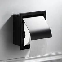modern wall mount matte black toilet paper holder bathroom black roll paper box embedded tissue holder