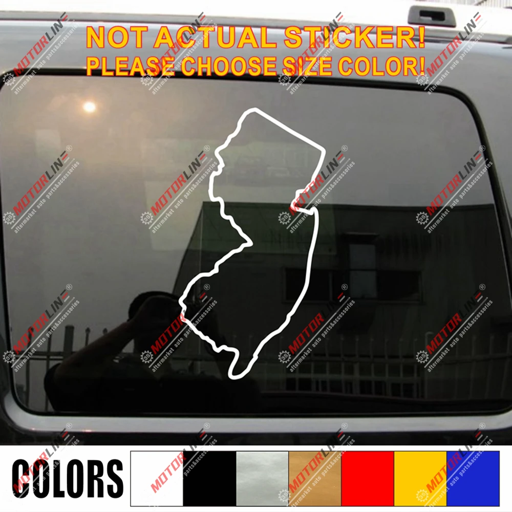 

New Jersey State Map Outline NJ Decal Sticker Car Vinyl pick size color
